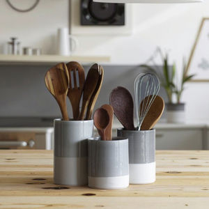 FENN, juego de soporte para utensilios de cocina de cerámica al por mayor, cuchara blanca y gris, tenedor, estante para utensilios - Product Image 4