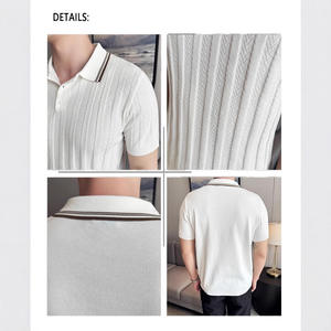 Summer Men's Light Luxury Striped Jacquard Sleeveless for <b>Shirt</b> Form Fitting Preppy Style Turtleneck Collar - Product Image 4