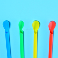 Paille jetable de jus de fruit écologique de qualité alimentaire personnalisée, cuillère en plastique biodégradable, pailles