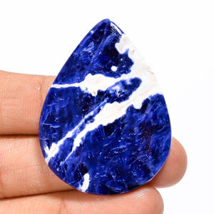 FAIJAN GEMS Sodalita Azul 100% Natural en Forma de Pera de 45.5 Ct, Tamaño Personalizable IK-240, Cabujón, Piedra Preciosa Suelta Certificada por Terceros - Product Image 2