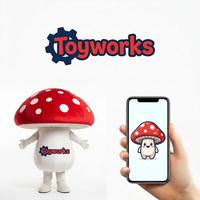 Costume de mascotte personnalisé champignon rouge à taches, avec casquette dôme surdimensionnée, pour promotion ambulante de marque alimentaire bio agricole