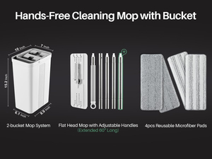 CF dài xử lý có thể điều chỉnh sàn làm sạch giẻ lau sàn làm sạch có thể tháo rời sợi nhỏ phẳng lau đầu và xô thiết lập với Máy vắt - Product Image 6