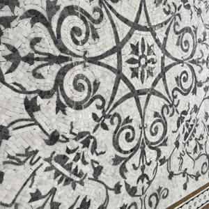 Carrelage en marbre sur mesure <span class=keywords><strong>de</strong></span> haute qualité avec design <span class=keywords><strong>de</strong></span> tapis et incrustation en laiton, médaillon <span class=keywords><strong>de</strong></span> sol en jet d'eau, mosaïque <span class=keywords><strong>de</strong></span> <span class=keywords><strong>pierre</strong></span> à bas prix - Product Image 5