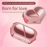 Écouteurs K520 TWS Design créatif rotatif en forme de cœur pour écouteurs sans fil V5.3 HiFi stéréo étanche pour jeux vidéo LED