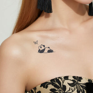Çift Dev <span class=keywords><strong>Panda</strong></span> Geçici Dövme Yaratıcı Yarı Kalıcı Dövme Su Geçirmez 2 Hafta Süren Bitkisel Dövme Kol Omuz için - Product Image 3