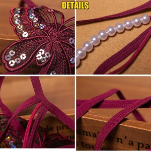 Nouveau femmes Sexy brillant caleçon papillon broderie évider poires piqûre Lingerie dame érotique paillettes slips - Product Image 4
