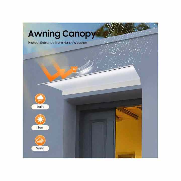 Maintenance-Free Polycarbonate Sheet Canopy UV Rain/Snow Protection Front Door/Porch Patio Roof Clear Cover Waterproof Garden