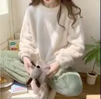 2023 nouveau pyjama automne et hiver pour femmes corail en peluche épaissie flanelle Jacquard chaleur et avancé maison fureur en hiver - Product Image 6