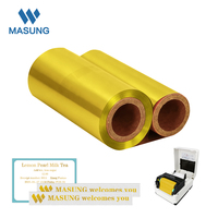 MASUNG 110mm 100m Pita Transfer Termal Emas untuk Printer Label Gulungan Pita Emas Metalik Premium
