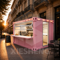 Tienda Contenedor Desmontable de Paquete Plano, Kiosco Prefabricado Modular de Fácil Montaje, Caseta Comercial Portátil de 10ft 20ft para Playa y Jardín