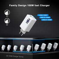 Cargador Gan de 100 W para Portátil, Cargador Rápido USB C para Teléfono Móvil, Adaptador de Cargador Portátil, Cargador de Pared PD de 100 W Tipo C para iPhone y Samsung