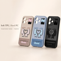 Coque de téléphone iPhone 12 Pro Max en TPU avec applique 3D, autocollant nœud, cœur imprimé, patch pailleté, double couleur, vente en gros