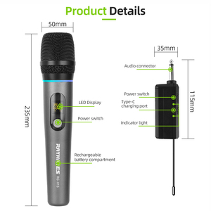 מיקרופון RAYHAYES אלחוטי RG-X1S UHF מיקרופון אלחוטי נטען RBG עבור וידאוקה - Product Image 6
