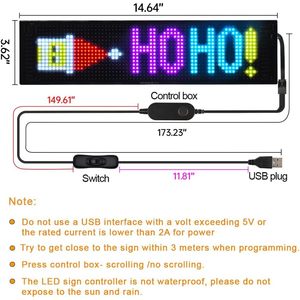 Led Matrix Panel 14.64 X 3.6234 Bluetooth App <b>Control</b> <b>Usb</b> Powered Flexible Led Sign For Car Advertising Display - Product Image 2