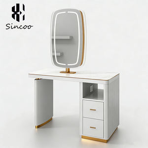 High Quality Double <b>Mirror</b> <b>Dressing</b> Station for Beauty Salons Hair Salon <b>Vanity</b> <b>Table</b> with Arched <b>Mirror</b> Salon Makeup <b>Table</b> - Product Image 6