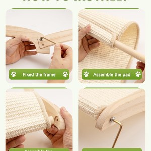 Wooden Cat <b>Bed</b> Recliner Sisal Rectangle Anti Scratch For Cats Home Use Four Seasons - Product Image 4