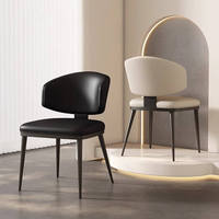 Chaise de salle à manger moderne française avec assise en cuir amovible, écologique, rembourrage haut de gamme, structure métallique robuste, mobilier de maison