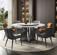 Table à manger ronde de style chinois luxueux 4 chaises réglables pour le design industriel de l'école extérieure de salon