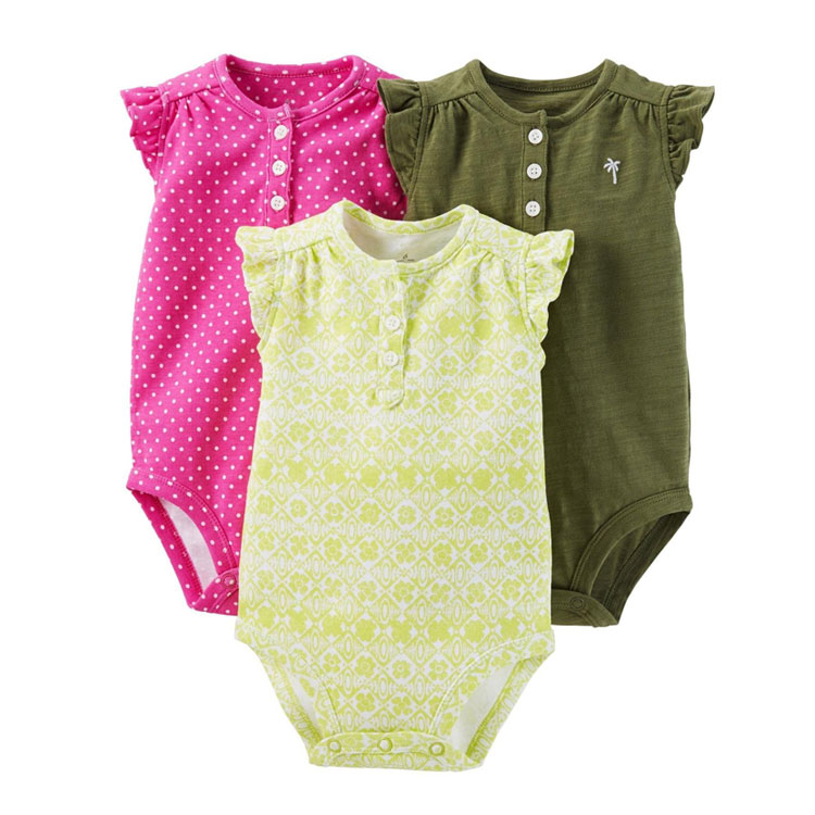 Летняя одежда для новорожденных, боди для маленьких девочек, комбинезон с рукавами-фонариками, детский хлопковый комбинезон