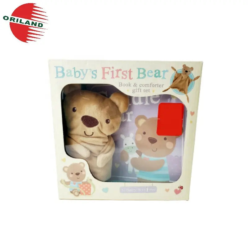Promosi buku cerita anak-anak comforter doudou mainan lembut beruang mewah hadiah bayi