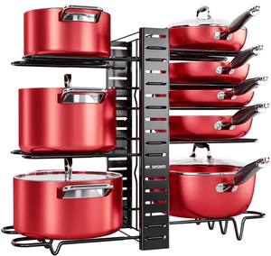 Porte-casserole de cuisine réglable étagère <span class=keywords><strong>organisateur</strong></span> de casseroles 8 niveaux supports de casseroles et poêles <span class=keywords><strong>organisateur</strong></span> pour armoire - Product Image 1