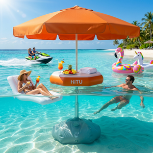 Parasol gonflable flottant léger et portable de 7 pieds pour plateforme de quai, idéal pour la détente au bord de la piscine, du lac ou de la plage - Product Image 6