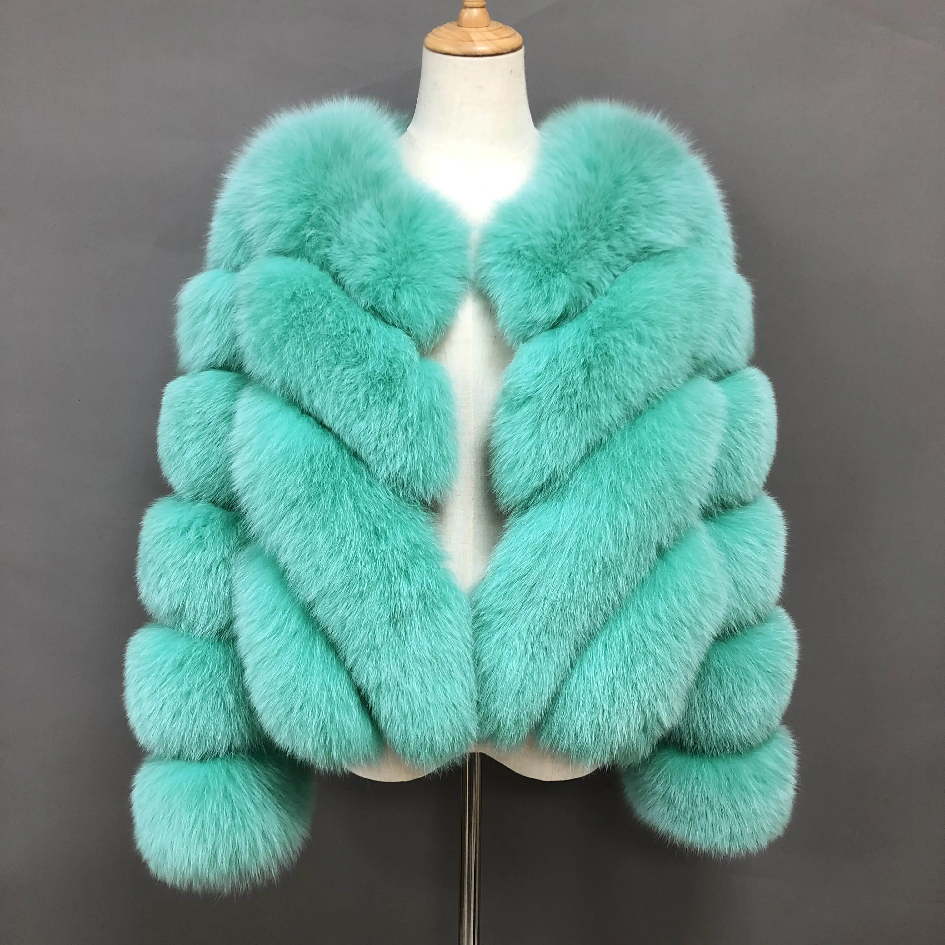 Custom Winter Natural Fur Coat Fur Jacket Women Cropped Plus Size Luxury Lady Colorful Full Sleeve Real Fox Fur Coat Women