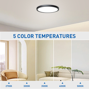 Black Round Surface Ceiling <strong>Light</strong> 12Inch 24W 5CCT Selectable 3000LM Slim <strong>LED</strong> Ceiling <strong>Light</strong> for <strong>Hallway</strong> Bedroom Kitchen - Product Image 5