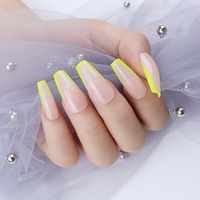 24 pièces/ensemble ballerine arc-en-ciel couverture complète/demi-faux ongles Art artificiel longues pointes cercueil conçu presse sur les ongles boîte d'emballage