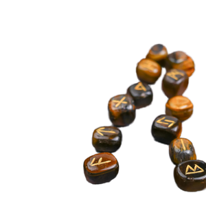 Juego de Piedras Rúnicas de Ojo de Tigre Natural al por Mayor, Cristales de Adivinación Hechos a Mano para Reiki, Sanación y Meditación - Product Image 2