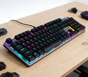 Clavier mécanique filaire OEM GK100F Esports, interrupteurs bleus, 104 touches, 20 éclairages RGB, claviers ergonomiques pour CF <span class=keywords><strong>LOL</strong></span> FPS Gaming - Product Image 4