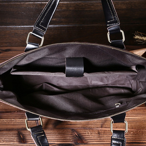 Porte-documents en cuir véritable pour hommes, sacoche pour ordinateur portable de 13 pouces, grande taille, couleur unie, sac à main d'affaires en cuir de vache, sac à bandoulière - Product Image 3