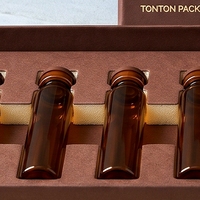 Boîte rigide personnalisée avec couvercle en chocolat pour 6 flacons de peptides, en carton éponge, impression offset, logo estampé à chaud en feuille d'or