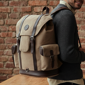 Vintage Fashion Casual Canvas Laptop Backpack Waterproof Design for Men School Hiking Mountaineering Outdoor Travel <strong>Ruck</strong> <strong>Sack</strong> - Product Image 2