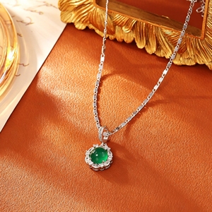 Collier pendentif en zircon vert émeraude, bijoux de mode pour la clavicule - Product Image 3