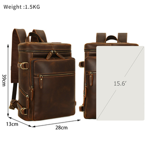 Custom Vintage Cowhide Travel Laptop Handmade Business Work Bag Crazy Horse <strong>Leather</strong> BackPack Men Genuine <strong>Leather</strong> Backpack - Product Image 4