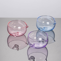 Bol à matcha papillon très populaire en verre borosilicate haute résistance avec bec verseur, écologique, qualité alimentaire, style Japandi, pour service à thé