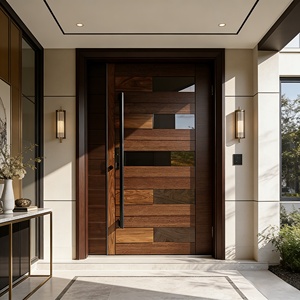 Puerta de Entrada de Madera Sólida para Villa de Lujo, Moderna, Antirrobo, con Vidrio, Resistente al Fuego, Impermeable e Insonorizada - Product Image 2