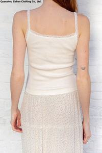 Top Vintage in Pizzo Bianco a Coste per Donne, Estivo Casual Sexy Senza Maniche con Bottoni, Bluse Dolci e Chic in Cotone, Canotte da Donna 2023 - Product Image 3