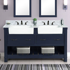 Meuble-lavabo double vasque bleu marine style ferme, durable, avec pièces de rechange gratuites - Product Image 1