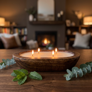 Bougeoir rustique en bois de manguier fait main, bol à bougie en bois pour décoration de mariage, prix de gros pour les magasins - Product Image 1