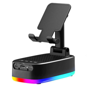 Haut-parleur sans fil multifonctionnel <span class=keywords><strong>pour</strong></span> ordinateur de bureau et téléphone portable, avec support de téléphone LED rotatif et pliable, couleur unie – Vente chaude - Product Image 1
