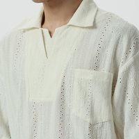 Haute qualité en gros personnalisé Old Money Jacquard décontracté pour polos pour hommes évider goutte épaule tricoté t-shirt blanc