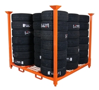 Structure en acier robuste Centre de distribution de pneus Chariot de stockage vertical pliable modulaire pour pneus