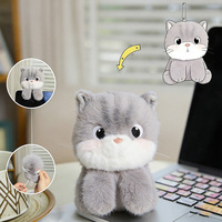 Accessoires porte-clés personnalisés en forme de chat, ours en peluche en coton, lapin, renard, logo brodé, mignon mini chat blanc, jouets en peluche pour animaux, porte-clés