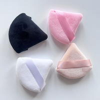 HMU Wholesale Fluffy Pure Velvet Cotton Customized Custom Logo Face Finger Loose Triangle Powder Puffs