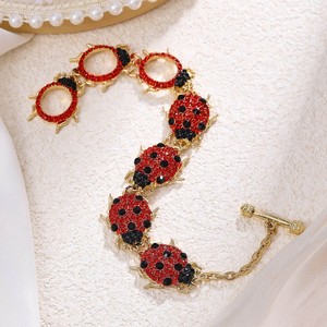 Nuovo <span class=keywords><strong>Bracciale</strong></span> in Metallo con Strass a Forma di <span class=keywords><strong>Coccinella</strong></span> per Donne, Gioiello Chunky Primaverile ed Estivo - Product Image 3