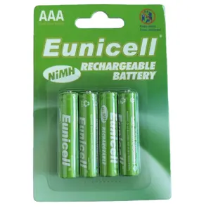 Eunicell 새로운 4 팩 물집 카드 1.2V AAA AA nimh 600 MAH 충전식 배터리