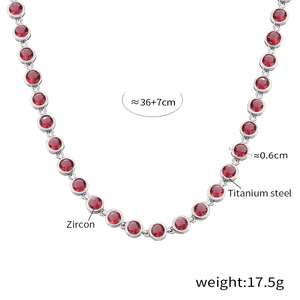 Collar de Acero de Titanio con Circonita Roja de la Mejor Calidad, 36+7cm, Joyería de Moda para Mujer, 17.5g - Product Image 1