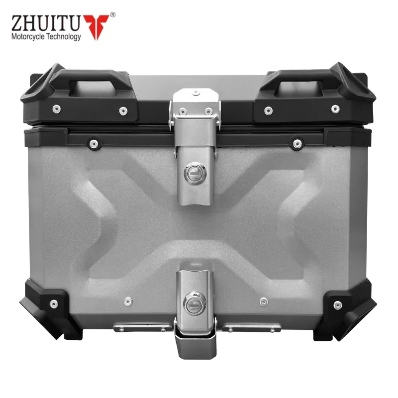 Caja superior de aluminio para motocicleta, caja de almacenamiento de liberación rápida, 45L